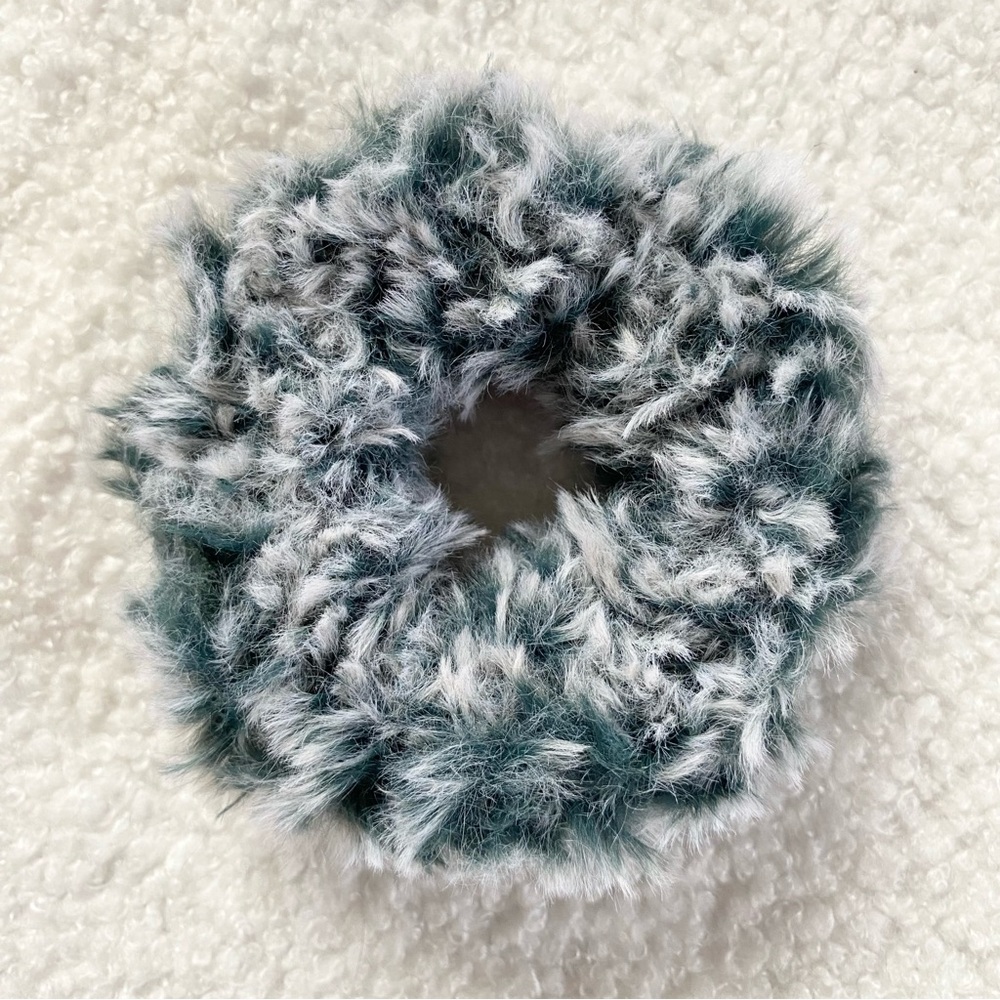 Emerald Green Faux Fur Handmade Hair Scrunchie
